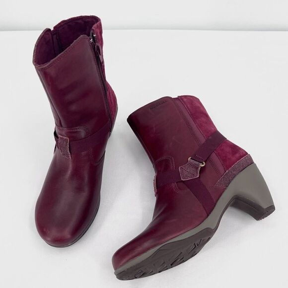 Merrell Evera Fade Wine Burgundy Suede Leather Zip Block Heel Ankle Booties 7.5 - Picture 12 of 12